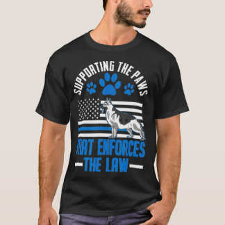 K9細いブルーラインドイツの羊飼い警察犬US F Tシャツ
