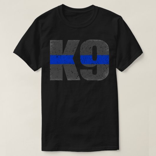K9細いブルーライン法執行ギフト Tシャツ (デザイン正面)