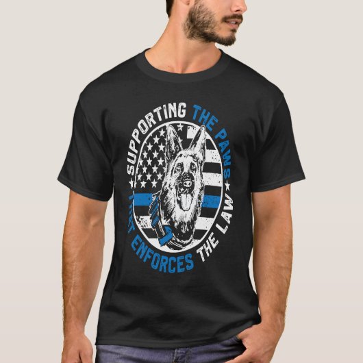 K9警察の犬が手を支えるK9警察のオフィス Tシャツ (正面)