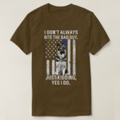 K9警察官ドイツの羊飼いおもしろい薄い青 Tシャツ (デザイン正面)