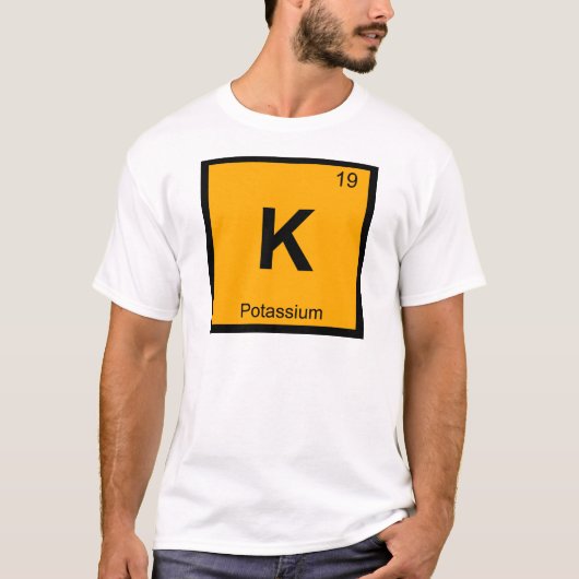 K – カリウム化学周期表記号 Tシャツ (正面)