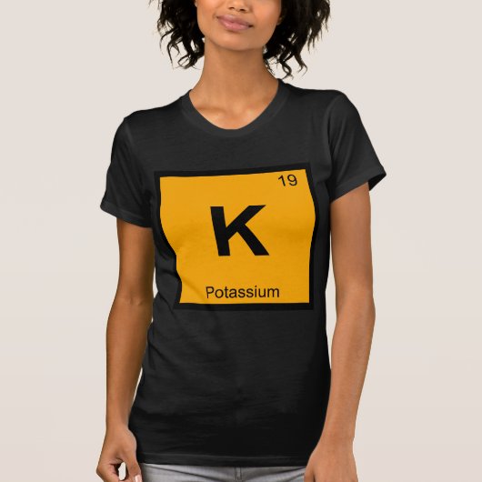 K - カリウム 化学 周期表 シンボル Tシャツ (正面)