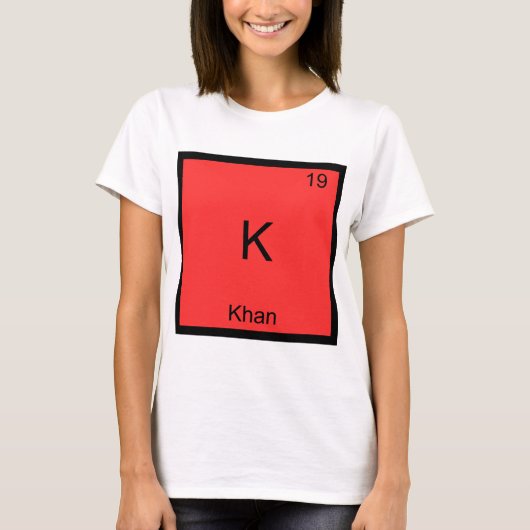 K - カーン おもしろ 化学元素記号 Tシャツ (正面)