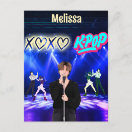 K – シンガーポップ・アートのオンステージXoXo Love K-Musicポップ・アートのカスタ シーズンポストカード
