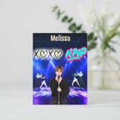 K – シンガーポップ・アートのオンステージXoXo Love K-Musicポップ・アートのカスタ シーズンポストカード (スタンド正面)