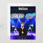K – シンガーポップ・アートのオンステージXoXo Love K-Musicポップ・アートのカスタ シーズンポストカード (正面/裏面)