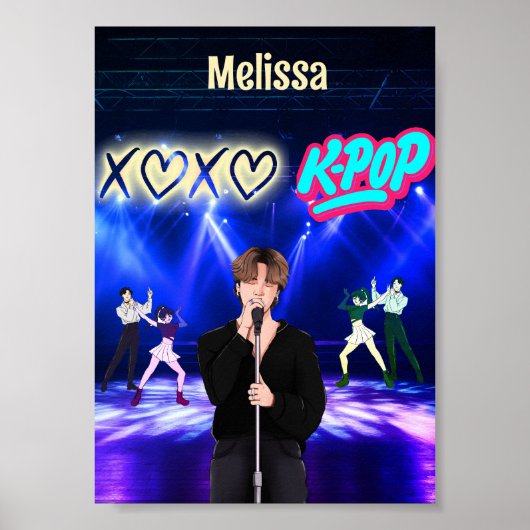 K – シンガーポップ・アートのオンステージXoXo Love K-Musicポップ・アートのカスタ ポスター (正面)