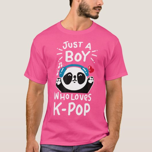 K – パンダKpopシャツクートを愛すポップ・アートのる少年に過ぎない Tシャツ (正面)
