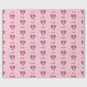 K – ピンクフィンガーポップ・アートのハートが大好き ラッピングペーパー (フラット)
