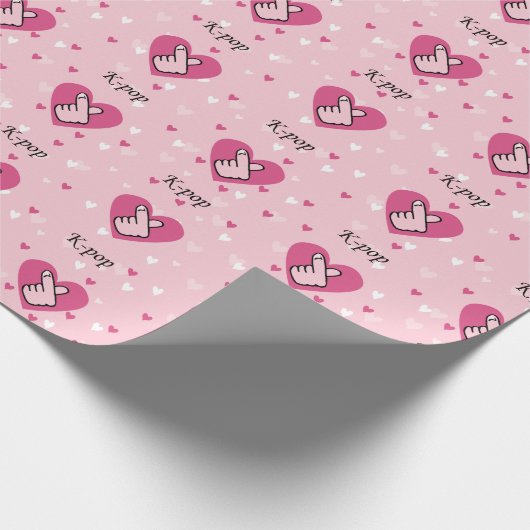K – ピンクフィンガーポップ・アートのハートが大好き ラッピングペーパー (角)