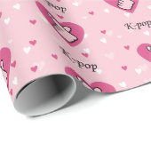 K – ピンクフィンガーポップ・アートのハートが大好き ラッピングペーパー (ロールコーナー)