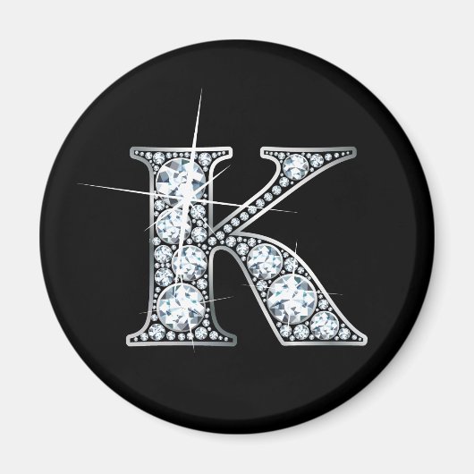 "K" フェイク-"ダイヤきらきら光るモンド"磁石 マグネット (正面)