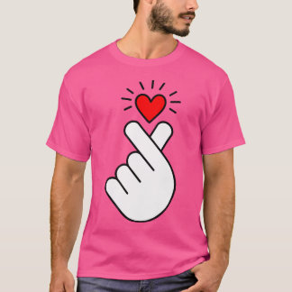 K-ポップ・アートのハートKポップ・アートの Musik Korea KpopシンボルフィンガーH Tシャツ