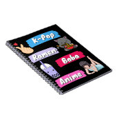 K-ポップ・アートの、ラーメン、ボバ、アニメ文化ファポップ・アートのン ノートブック (右側)