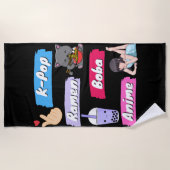 K-ポップ・アートの、ラーメン、ボバ、アニメ文化ファポップ・アートのン ビーチタオル (正面)