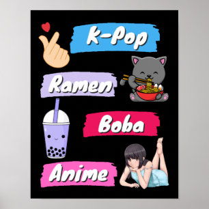 K-ポップ・アートの、ラーメン、ボバ、アニメ文化ファポップ・アートのン ポスター