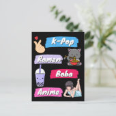 K-ポップ・アートの、ラーメン、ボバ、アニメ文化ファポップ・アートのン ポストカード (スタンド正面)