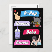 K-ポップ・アートの、ラーメン、ボバ、アニメ文化ファポップ・アートのン ポストカード (正面/裏面)