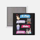 K-ポップ・アートの、ラーメン、ボバ、アニメ文化ファポップ・アートのン マグネット (正面/裏面)