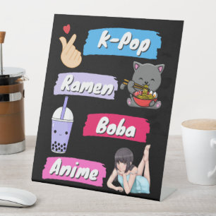 K-ポップ・アートの、ラーメン、ボバ、アニメ文化ファポップ・アートのン 台座サイン