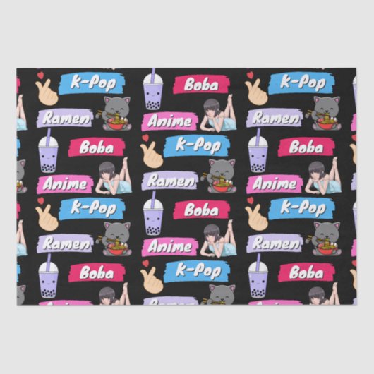 K-ポップ・アートの、ラーメン、ボバ、アニメ文化ファポップ・アートのン 薄葉紙 (正面)