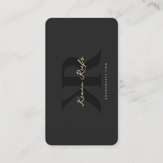 K モダン Rロゴイニシャルモノグラムブラック金ゴールド 名刺 (正面)