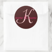 "K"モノグラムのラベル – 名のパーソナライズ ラウンドシール (バッグ)