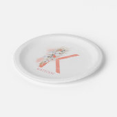 K モノグラム 名前 パンパス草 白い蘭 ペーパープレート (アングル)