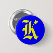 K – 古い英語 缶バッジ (正面&裏面)
