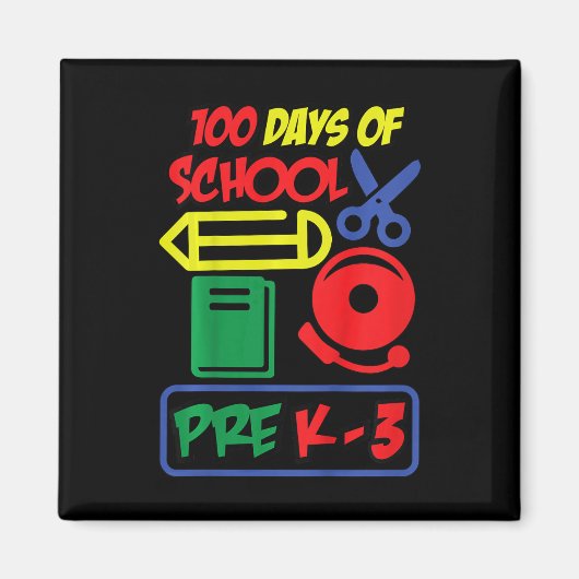 K-3より前の子供 – 100日の学校 マグネット (正面)