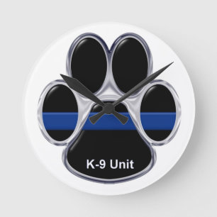 K-9単位の薄いブルーライン ラウンド壁時計