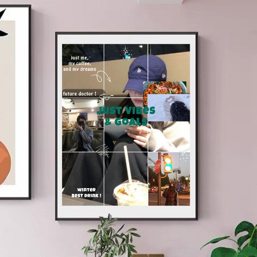 K-Aesthetic Winter Moodboard Cozy Café Collage ポスター