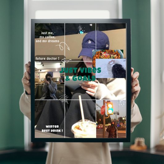 K-Aesthetic Winter Moodboard Cozy Café Collage ポスター