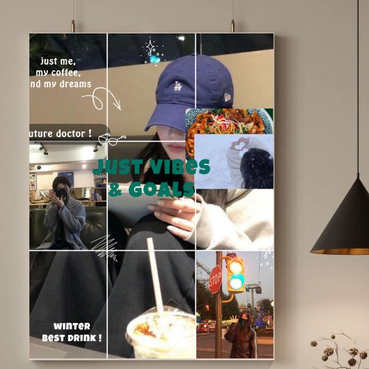 K-Aesthetic Winter Moodboard Cozy Café Collage ポスター