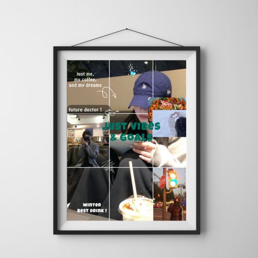 K-Aesthetic Winter Moodboard Cozy Café Collage ポスター