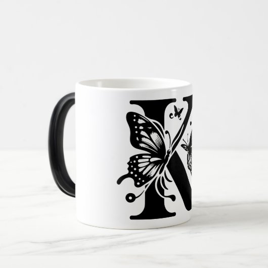 K Alphabet black butterfly モーフィングマグカップ (正面左)