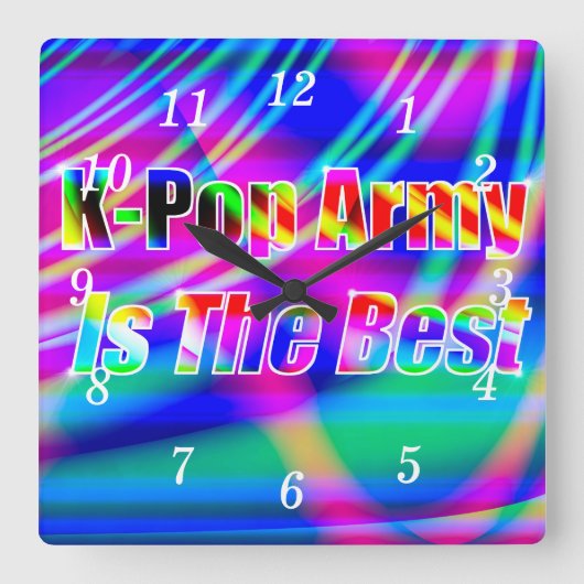 K-Artポップ・アートのウォールクロック スクエア壁時計 (正面)