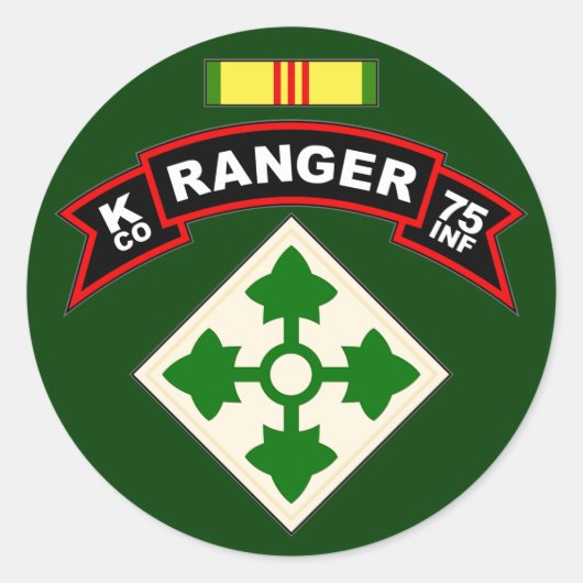 K Coの第75歩兵連隊-ベトナム、レーンジャー ラウンドシール (正面)