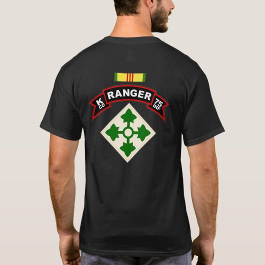 K Coの第75歩兵-レーンジャー-第4歩兵のワイシャツ Tシャツ (裏面)
