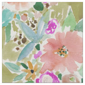 K.I.S.S. カラフルな花の水彩画 ファブリック (クローズアップ)