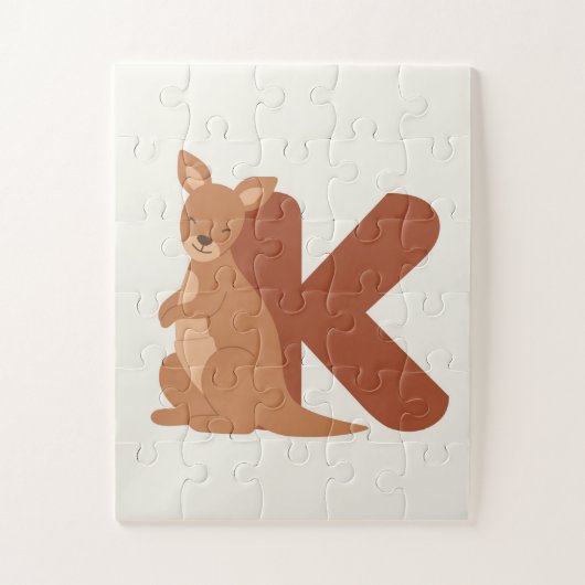 K is for Kangaroo – かわいい動物アルファベットポスター ジグソーパズル (縦)
