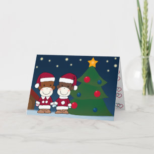 K&Kのソックス猿のクリスマスの挨拶状 シーズンカード