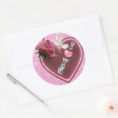 K ♥K ♥raftZ ♥グリタリーピンクハートと鳩DeZingZ ラウンドシール (封筒)