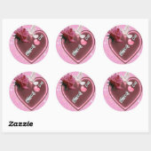 K ♥K ♥raftZ ♥グリタリーピンクハートと鳩DeZingZ ラウンドシール (シート)
