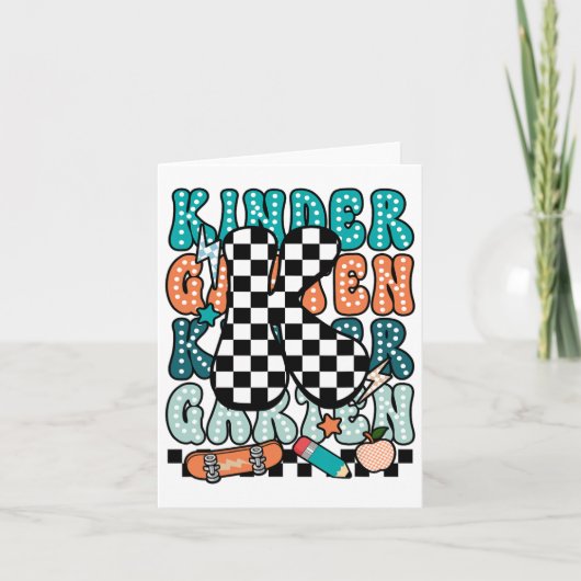 K Kindergarten Teacher Checkered Back To School Ki カード (正面)