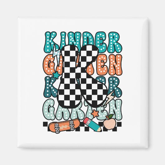 K Kindergarten Teacher Checkered Back To School Ki マグネット (正面)