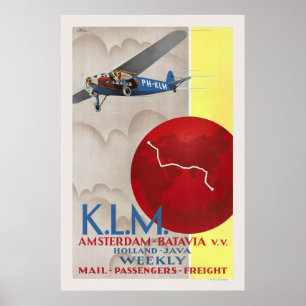 K.L.M.アムステルダム・バタビア・ビンテージポスター1930 ポスター