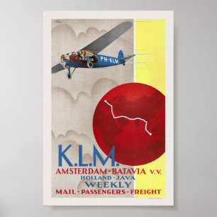 K.L.M. アムステルダム-バタビア ヴィンテージポスター 1930年 ポスター