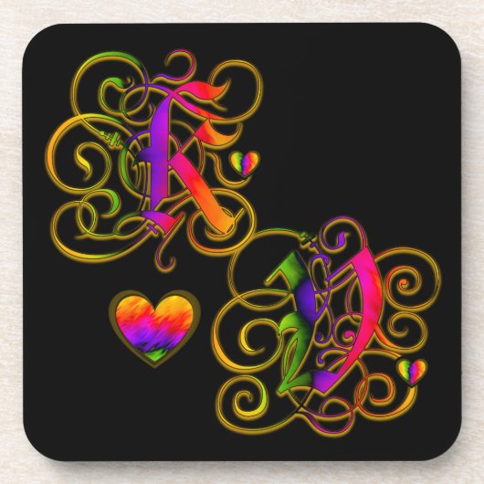 K Loves V on Black Coaster withハート コースター (正面)