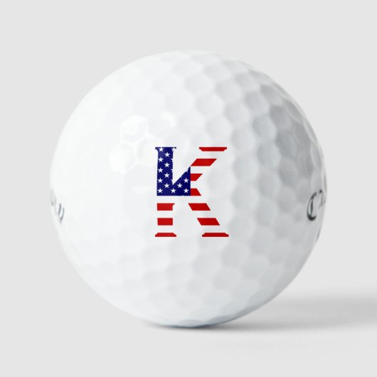 K MonogramがUSAフラグcss gbcntにオーバーレイ ゴルフボール (正面)